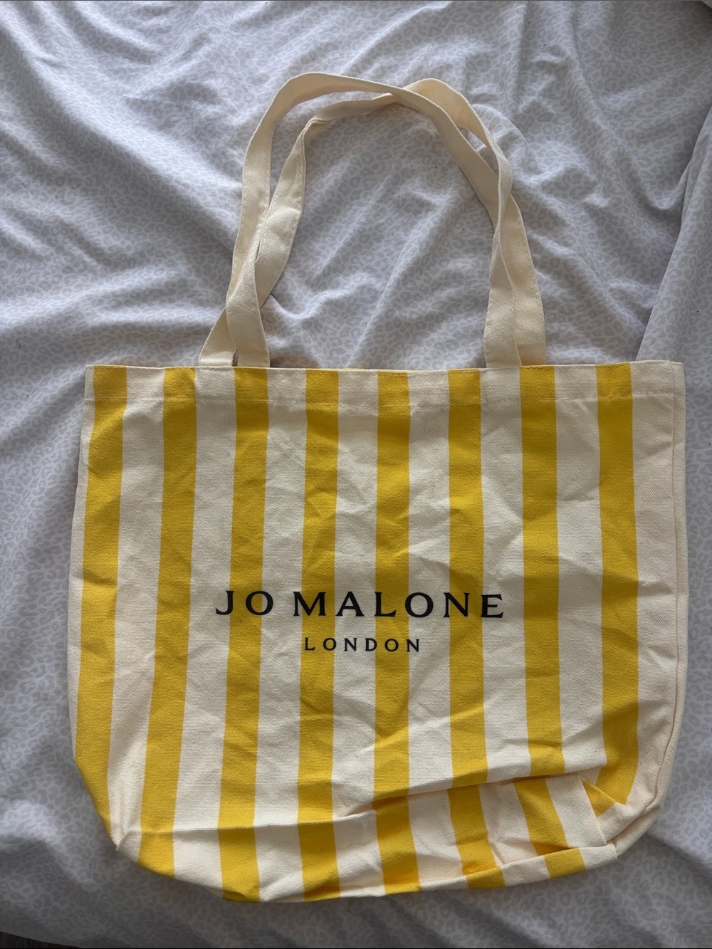 Jo Malone Yellow and Cream Striped Canvas Tote